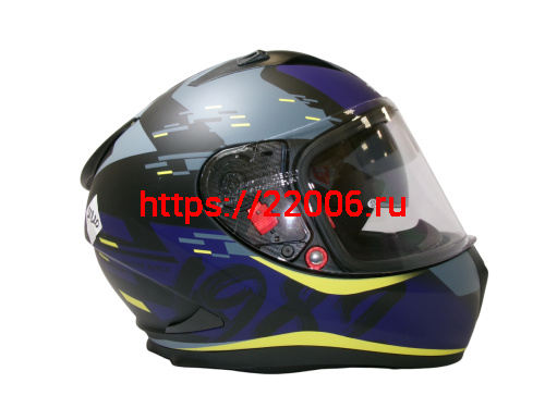 Шлем TVS RACING (Индия) STREET D/V DULL BLACK M.BLUE размер M, + пинлок в комплекте, очки фото 5