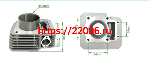 Цилиндр в сборе с поршнем ZS172FMM-3A, 74мм, тюнинг ZS174FMM (CB250-F) (big bore)  OTM фото 2