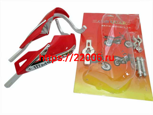 Защита рук алюминиевая универсальная с креплением на 22 руль красная Monster Защита рук алюминиевая универсальная с креплением на 22 руль красная Monster