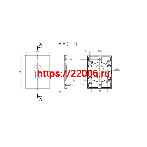 Накладка Fuaro (Фуаро) на цилиндр ESC.C.RL/K.486 (ESC 486-C RL) BL черный (1 шт.) фото 4