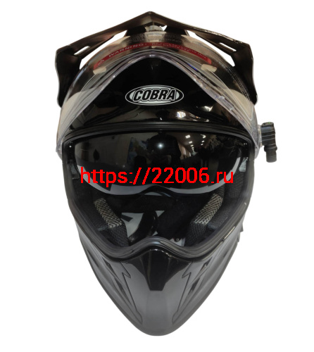 Шлем кроссовый со стеклом (туринг) СНЕГОХОДНЫЙ COBRA EC H331, черный, с ПОДОГРЕВОМ ВИЗОРА, размер M фото 3
