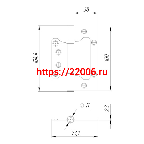 Петля Ajax (Аякс) универсальная без врезки IN4000W SSC (100/P-2B 100x2,3) сатин.хром фото 4