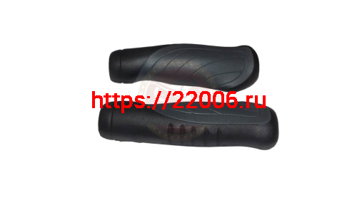 Грипсы для велосипеда 135мм, Kraton/гель, анатомические, с заглушками, чёрно-серые (VLG-690AD2) VELO