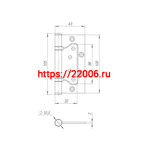 Петля Fuaro (Фуаро) универсальная без врезки IN4300W BL (300-2BB 100x2) (чёрный) фото 3