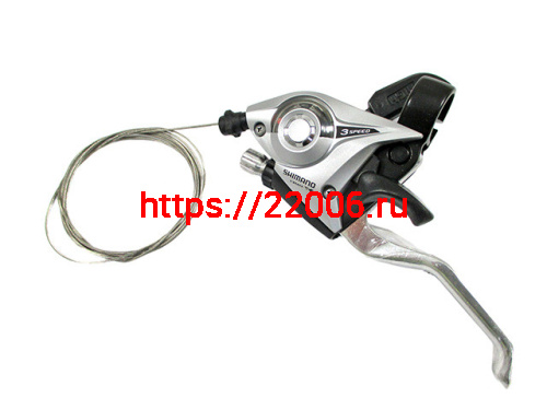 Шифтер тормозная ручка Shimano Tourney EF51 левая 3ск.,трос 1800мм серые Шифтер тормозная ручка Shimano Tourney EF51 левая 3ск.,трос 1800мм серые