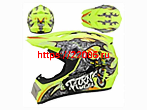 Мотошлем VIRTUE MD-905 Кросс салатовый с черным граффити (L)