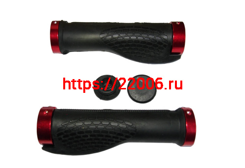 Грипсы для велосипеда 130мм, резина, анатомические, с алюминиевыми зажимами/ручки на руль, черные фото 2
