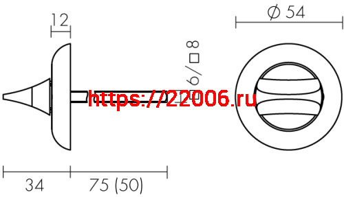 Ручка Fuaro (Фуаро) поворотная BKW8x50.R.HMR54 PLASTIC (HMR8x50) CP хром фото 3