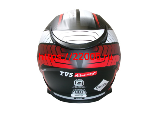 Шлем TVS RACING (Индия) STREET D/V DULL BLACK RED размер L, + пинлок в комплекте, очки фото 3
