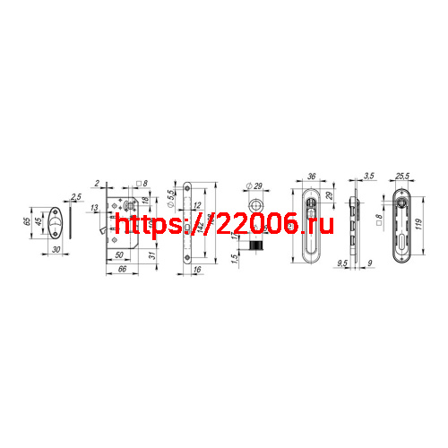Набор Armadillo (Армадилло) для раздвижных дверей SH.LD152.KIT011-BK (SH011-BK) GP-2 золото фото 4