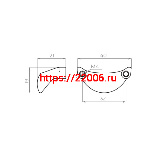 Ручка-скоба Ajax (Аякс) мебельная MB-H-006-32 мм CP хром фото 2