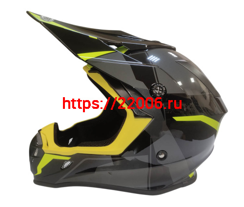 Шлем кроссовый COBRA EC V332, серый титан, синий и желтый, размер XL фото 3