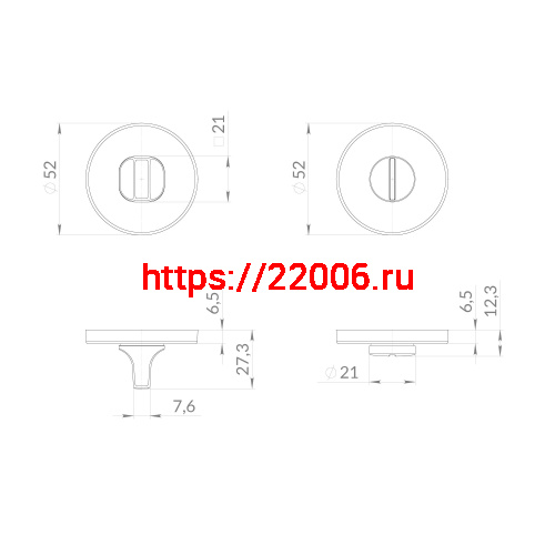 Ручка Punto (Пунто) поворотная BK6.R.EST.R52 SN-3 матовый никель фото 3