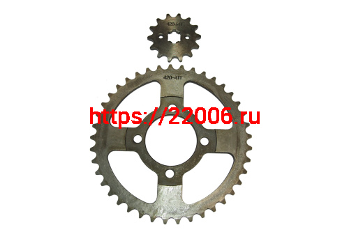 Венец (Z41) 420 (d54mm - 4 x 49mm) + ЗВЕЗДОЧКА (Z14) 420 (d14 - 17mm, 6 шлицов) (компл.) Венец (Z41) 420 (d54mm - 4 x 49mm) + ЗВЕЗДОЧКА (Z14) 420 (d14 - 17mm, 6 шлицов) (компл.)