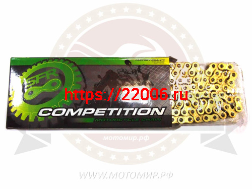 Цепь (428) SFR -130 зв. приводная, цвет ЗОЛОТО (Crossfire, Bitrix(126)
