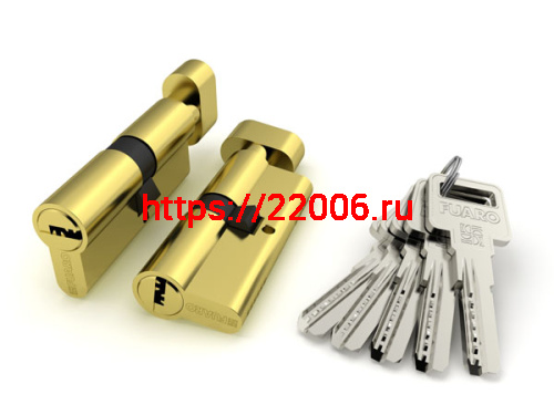 Цилиндровый механизм Fuaro (Фуаро) с вертушкой R602/68 mm (26+10+32) PB латунь 5 кл.